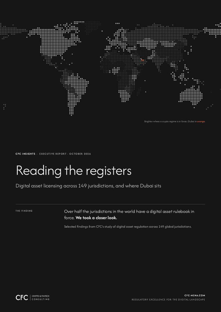 Report cover: Reading the registers, digital asset licensing across 149 jurisdictions.